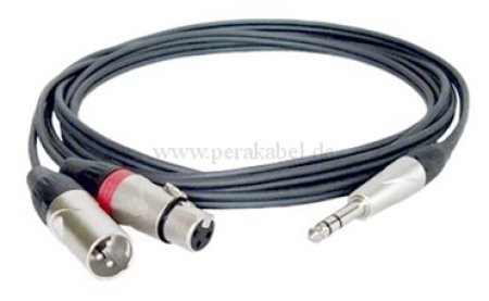 Stereoklinkenstecker 6,3mm auf 1x XLR-Stecker / 1x XLR-Buchse (X-type)-Kabel 8x4 / 2x 0,22qmm