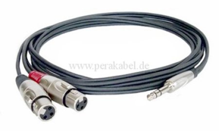 Stereoklinkenstecker 6,3mm auf 2 x XLR-Buchse - Kabel 8x4 / 2x 0,22qmm