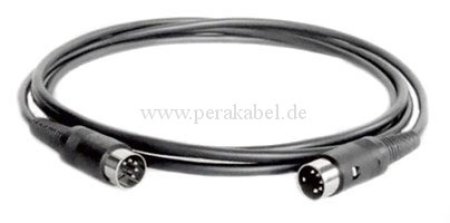 DIN-Stecker 5 polig 180° auf DIN-Stecker 5 polig 180°- (Schirm an Gehäuse)