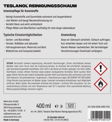 Teslanol - Oberflächen Reinigungsschaum, 400 ml