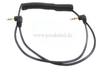 Spiralkabel (Miniklinkenstecker stereo gewinkelt auf Miniklinkenstecker stereo gewinkelt - verg. Kontakte) 1,2m