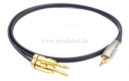 Messleitung-Miniklinkenstecker 3,5mm mono (S) auf 2 x Bananenstecker 4mm vergoldet