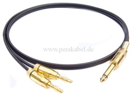 Messleitung-Klinkenstecker 6,3mm mono verg. auf 2 x Bananenstecker 4mm verg.