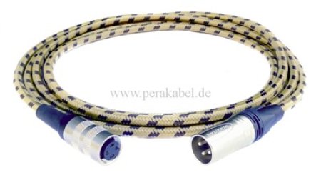 DIN-Buchse 3polig Schraubverschluss auf XLR-Stecker Neutrik NC3MXX  (Kabel Vintage Tweed) DIN-Buchse 3polig Schraubverschluss auf XLR-Stecker Neutrik NC3MXX  (Kabel Vintage Tweed)