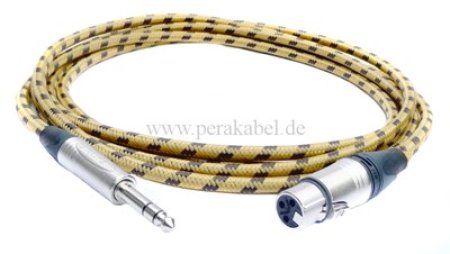 Klinkenstecker 6,3mm stereo Neutrik NP3X auf XLR-Buchse Neutrik NC3FXX (Kabel Vintage Tweed)