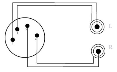 XLR-Stecker 4 polig auf 2x Klinkenstecker 2,5mm stereo-Hicon (8x4/2x 0,22qmm)