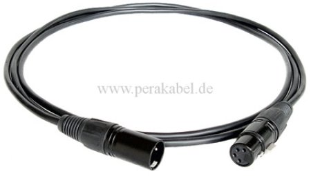 XLR-Stecker 4polig auf XLR-Buchse 4polig  Geh. Schwarz ( LiYY 4x0,50qmm )