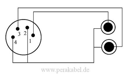 XLR-Buchse 4 polig auf 2x Klinkenstecker 6,3mm 0,2m