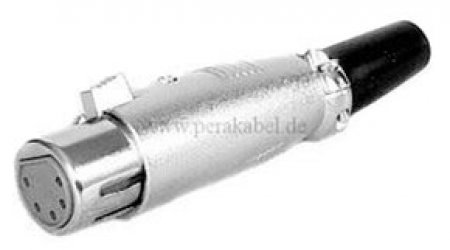 XLR-Buchse 5polig  auf XLR-Stecker gewinkelt 5polig  ( Schirm an Gehäuse )