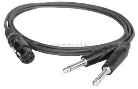 XLR-Buchse auf 2 x Klinkenstecker 6,3mm mono vergoldeter Tip (8x4/2x 0,22qmm)