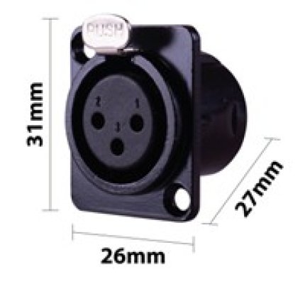 XLR Flanschbuchse 3 polig Einbau Typ-D