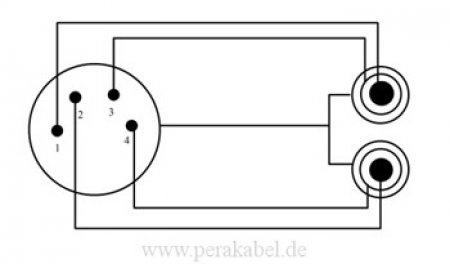XLR-Stecker 4 polig auf 2x Klinkenstecker 6,3mm stereo (Tip/Ring 1/3-2/4)