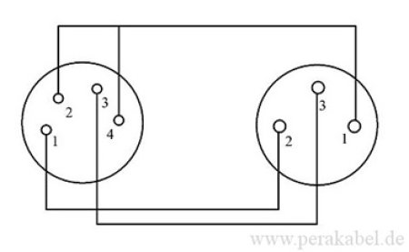 XLR-Stecker 4 pol auf XLR-Buchse 3 pol