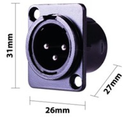 XLR Flanschstecker 3 polig Einbau Typ-D