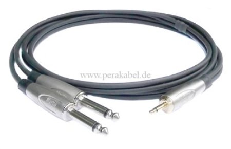 Klinkenstecker 3,5mm mono (S) auf 2x Miniklinkenstecker 6,3mm mono S (8x4/2x 0,22qmm)