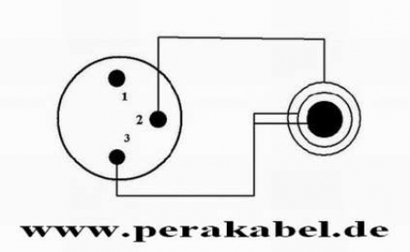 DIN-Stecker 3pol ( Pin 3 bel. ) auf Klinkenstecker 6,3mm stereo